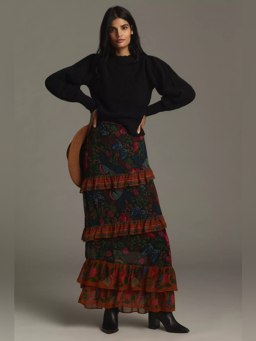 Farm Rio Garden Tiered Maxi Skirt